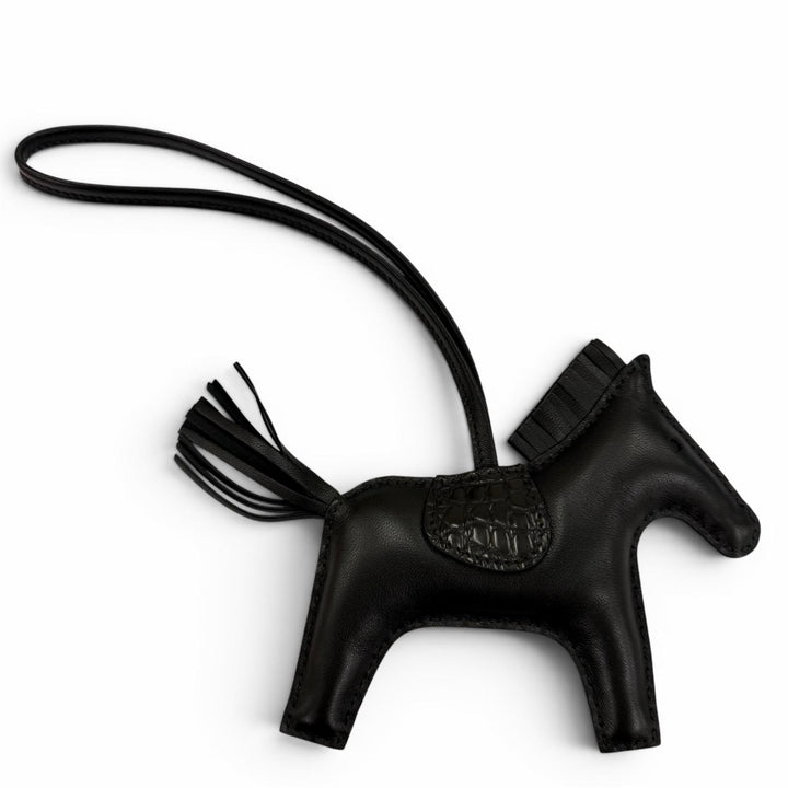 極美品☆HERMES エルメス ロデオチャーム タッチ MM アニョーミロ アリゲーター ソーブラック バッグチャーム Z刻印 フランス製 箱付き