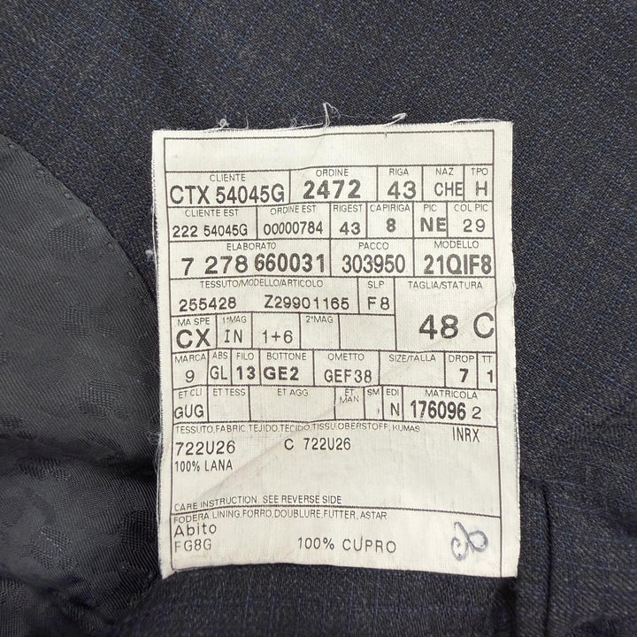 美品▼GUCCI グッチ ウール100% ロゴ入りボタン 裏地ホースビット総柄 シングルスーツ セットアップ グレー 48 メンズ ビジネス◎