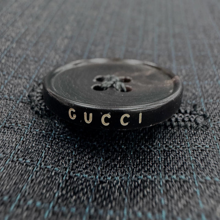 美品▼GUCCI グッチ ウール100% ロゴ入りボタン 裏地ホースビット総柄 シングルスーツ セットアップ グレー 48 メンズ ビジネス◎