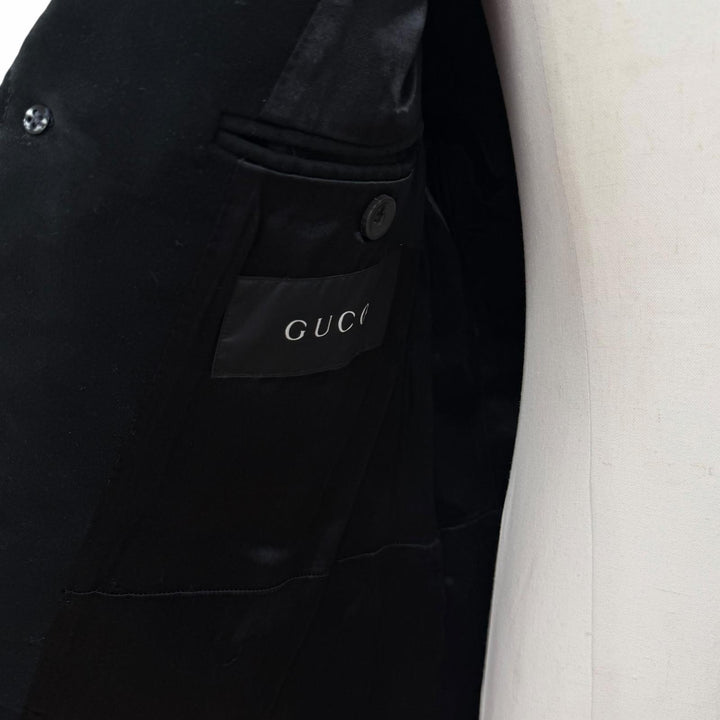 良品▼GUCCI グッチ ヴィンテージ 146176 トムフォード期 ロゴ入りボタン シングル チェスターコート ブラック 52 メンズ