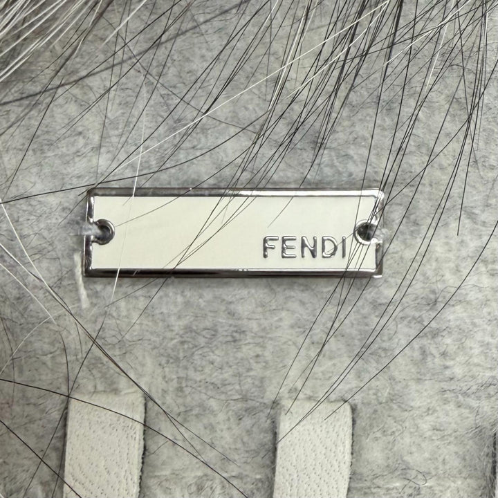 極美品★FENDI フェンディ FVG494 FOXファートリミング レザー使い フリンジ付 ケープ ポンチョ ライトグレー イタリア製 正規品
