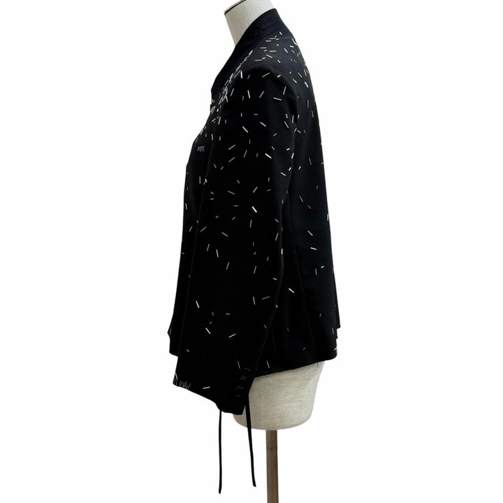 極美品★MARNI マルニ 2025年製 GIMA0283QS バージンウール100％ ロゴボタン ビーズトリム サイドリボン ジャケット ブラック 38 正規品