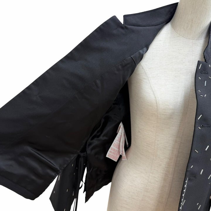 極美品★MARNI マルニ 2025年製 GIMA0283QS バージンウール100％ ロゴボタン ビーズトリム サイドリボン ジャケット ブラック 38 正規品