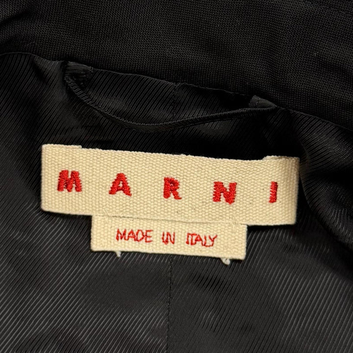 極美品★MARNI マルニ 2025年製 GIMA0283QS バージンウール100％ ロゴボタン ビーズトリム サイドリボン ジャケット ブラック 38 正規品