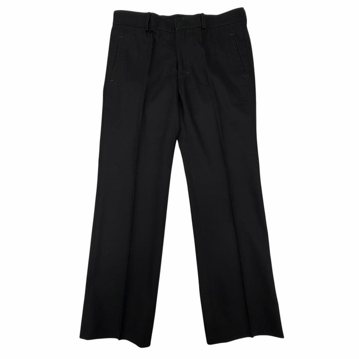 極美品▼HERMES エルメス ウール100% ステッチデザイン ノータック スラックス パンツ ブラック 44 イタリア製 正規品 メンズ