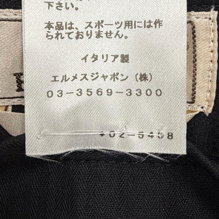 極美品▼HERMES エルメス ウール100% ステッチデザイン ノータック スラックス パンツ ブラック 44 イタリア製 正規品 メンズ