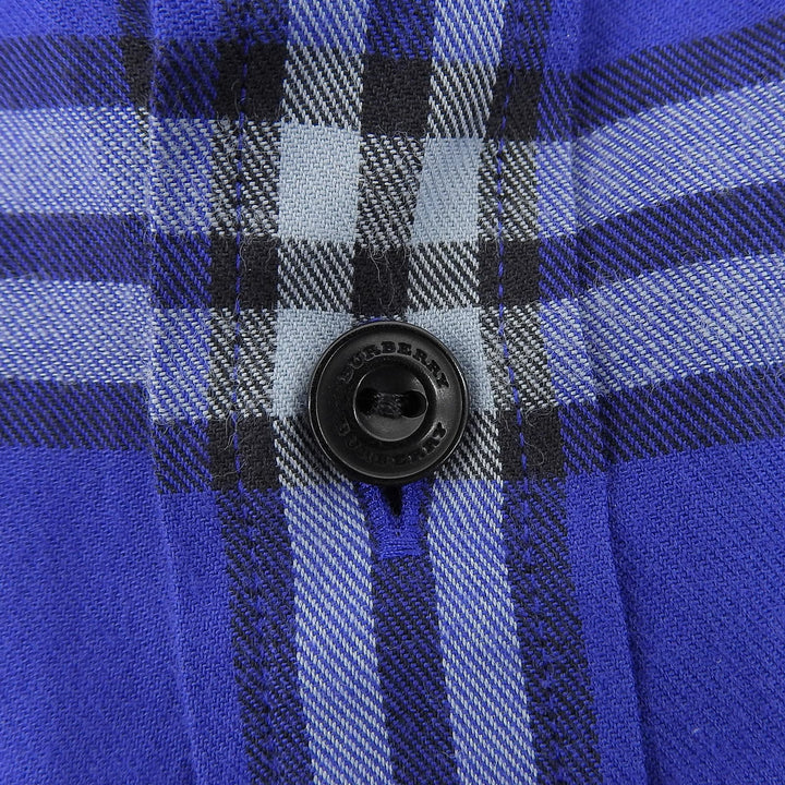 極美品▲BURBERRY バーバリー 8002553 コットン100％ ロゴボタン ノバチェック切替 クレイジーパターン 長袖シャツ M 正規品 メンズ