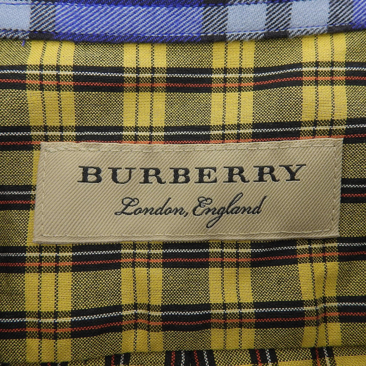 極美品▲BURBERRY バーバリー 8002553 コットン100％ ロゴボタン ノバチェック切替 クレイジーパターン 長袖シャツ M 正規品 メンズ