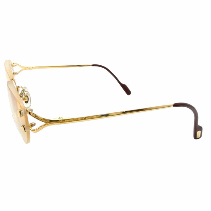 美品□Cartier カルティエ 2Cデコール ツーポイント リムレス メガネ 眼鏡 アイウェア ゴールド ボルドー □18 度入り フランス製 メンズ