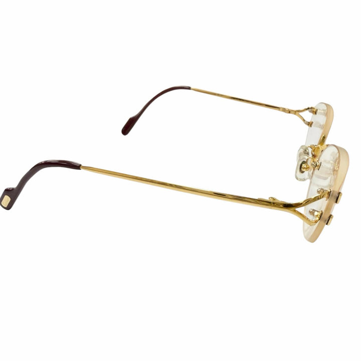 美品□Cartier カルティエ 2Cデコール ツーポイント リムレス メガネ 眼鏡 アイウェア ゴールド ボルドー □18 度入り フランス製 メンズ