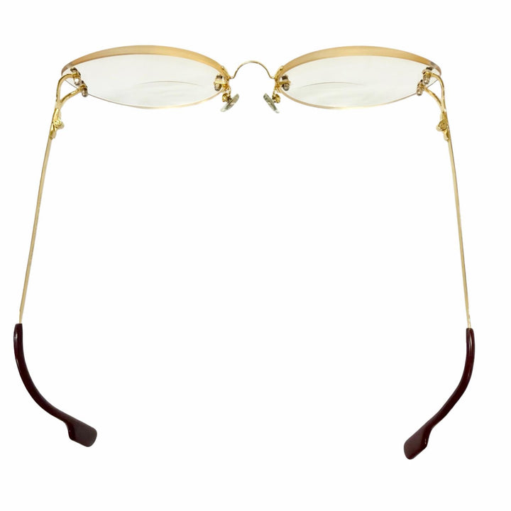 美品□Cartier カルティエ 2Cデコール ツーポイント リムレス メガネ 眼鏡 アイウェア ゴールド ボルドー □18 度入り フランス製 メンズ
