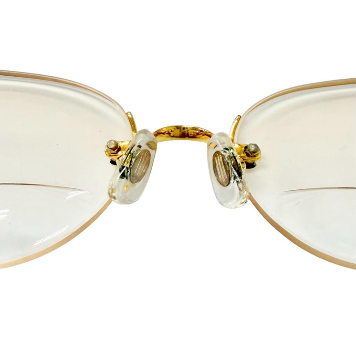 美品□Cartier カルティエ 2Cデコール ツーポイント リムレス メガネ 眼鏡 アイウェア ゴールド ボルドー □18 度入り フランス製 メンズ
