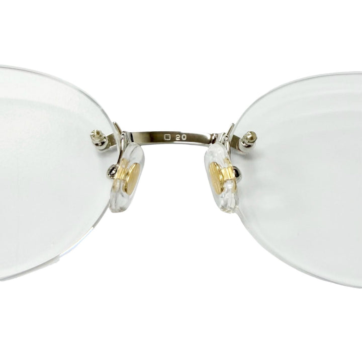美品□Cartier カルティエ サントス ドゥ カルティエ リムレス オーバル メガネ 眼鏡 アイウェア シルバー ブラック □20 度入り 仏製