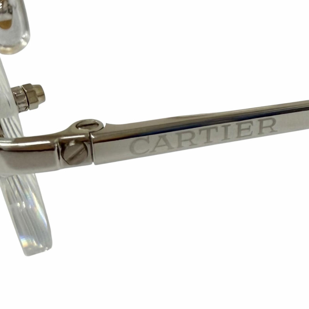 美品□Cartier カルティエ サントス ドゥ カルティエ リムレス オーバル メガネ 眼鏡 アイウェア シルバー ブラック □20 度入り 仏製