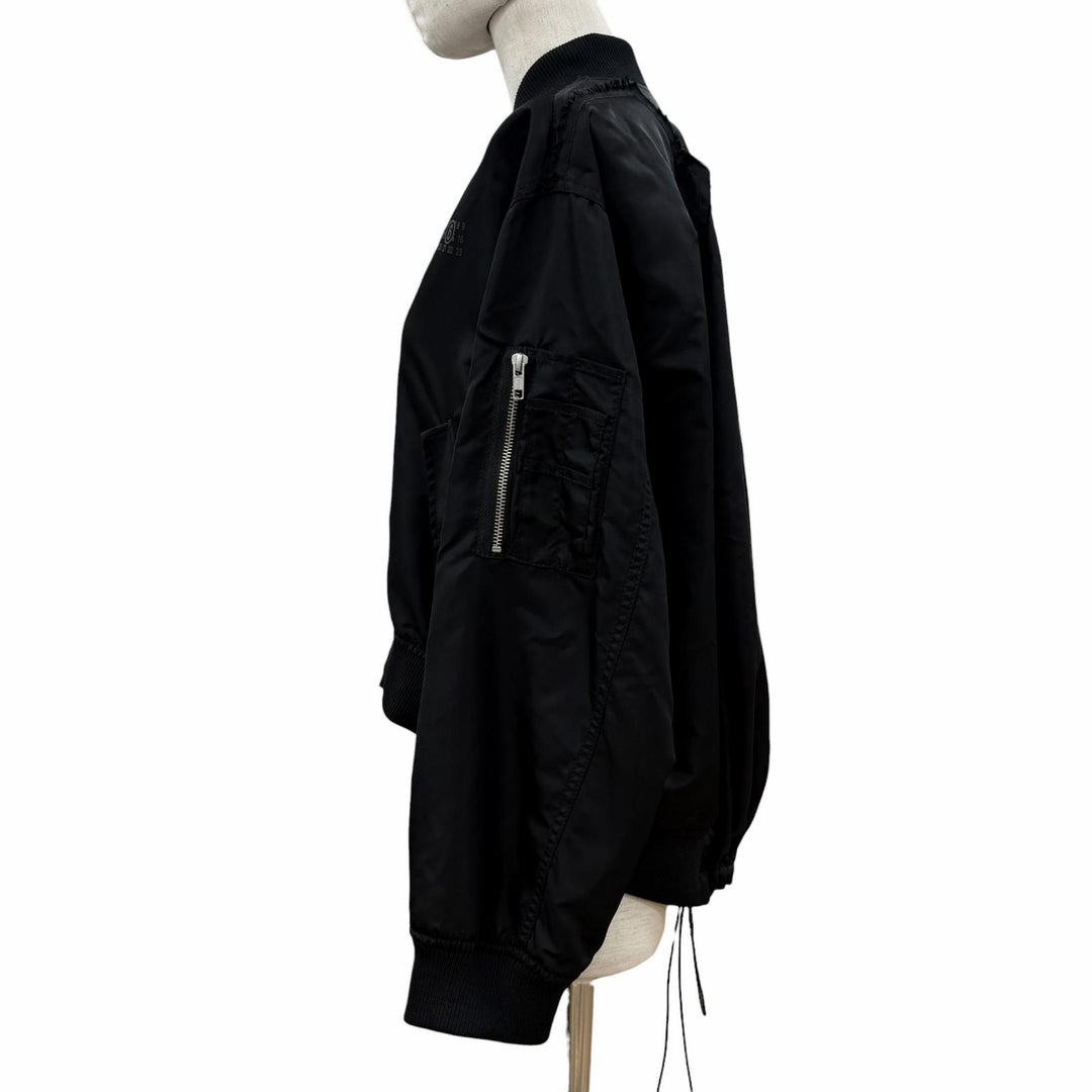 極美品◇MM6 Maison Margiela エムエムシックス メゾンマルジェラ 2025年製 S52AM0315 ロゴプリント ジャケット 黒 38 イタリア製 正規品