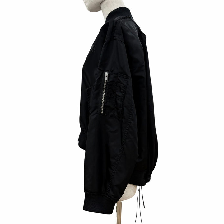 極美品◇MM6 Maison Margiela エムエムシックス メゾンマルジェラ 2025年製 S52AM0315 ロゴプリント ジャケット 黒 38 イタリア製 正規品