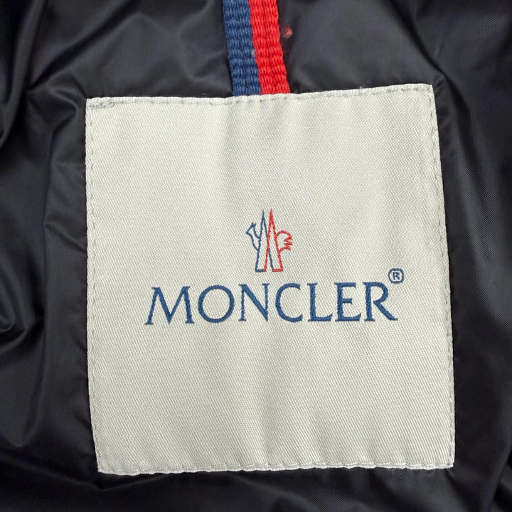 美品◇MONCLER モンクレール HERMIFUR エルミファー ロゴワッペン ファー フード付き ダウンコート ブラック 1 正規品 レディース