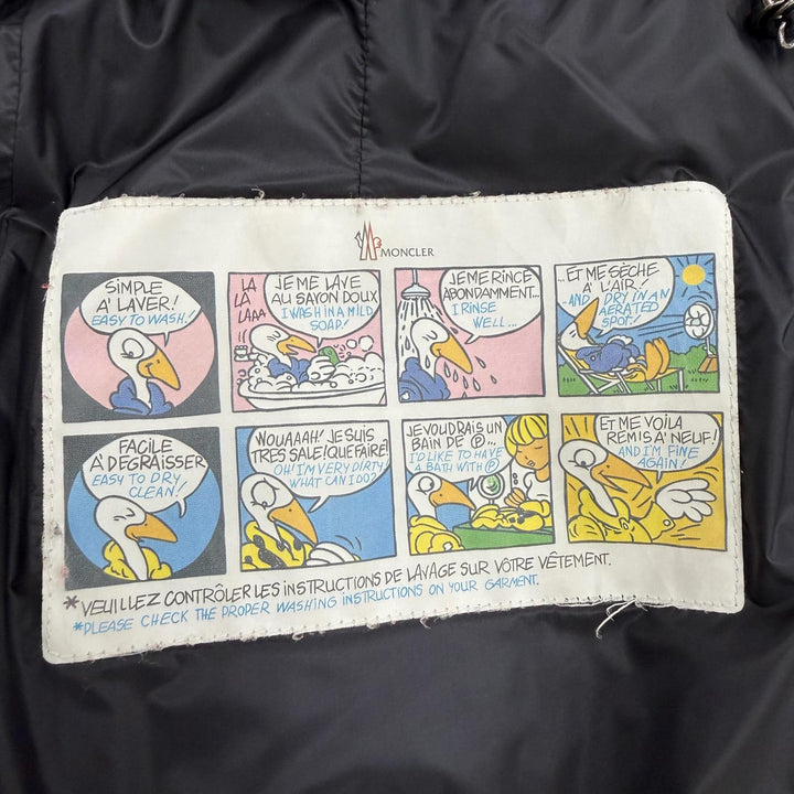 美品◇MONCLER モンクレール HERMIFUR エルミファー ロゴワッペン ファー フード付き ダウンコート ブラック 1 正規品 レディース