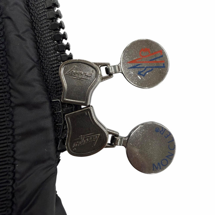 美品◇MONCLER モンクレール HERMIFUR エルミファー ロゴワッペン ファー フード付き ダウンコート ブラック 1 正規品 レディース