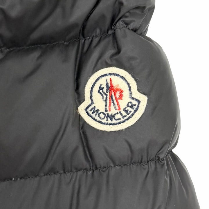 美品◇MONCLER モンクレール HERMIFUR エルミファー ロゴワッペン ファー フード付き ダウンコート ブラック 1 正規品 レディース