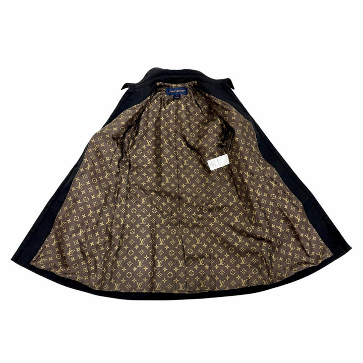 極美品◇LOUIS VUITTON ルイヴィトン 2020年製 裏地シルク100％ モノグラムジッパープル ベルト付 コート ブラック 40 フランス製 正規品