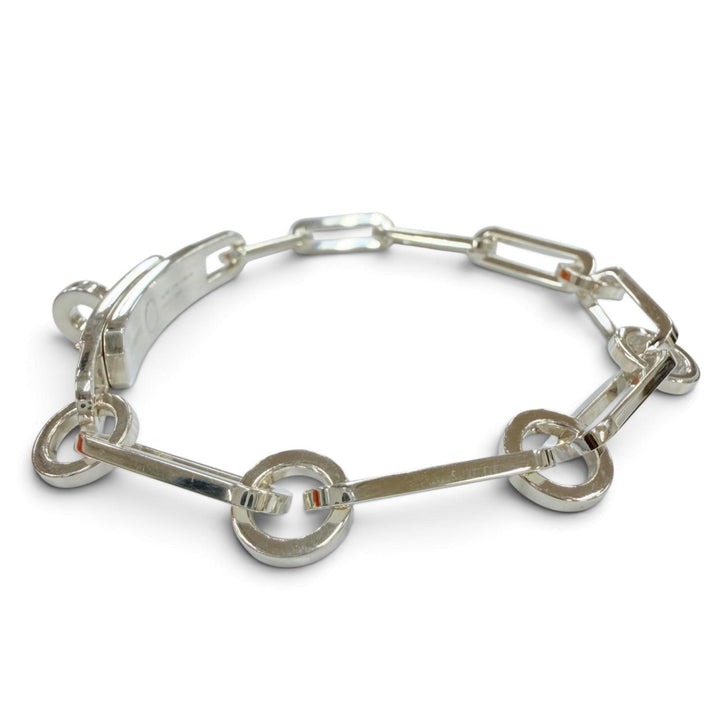 美品☆HERMES エルメス ケリー シェーヌ シンプルトゥール ブレスレット AG925 シルバー 19 イタリア製 重量26.9g メンズ レディース