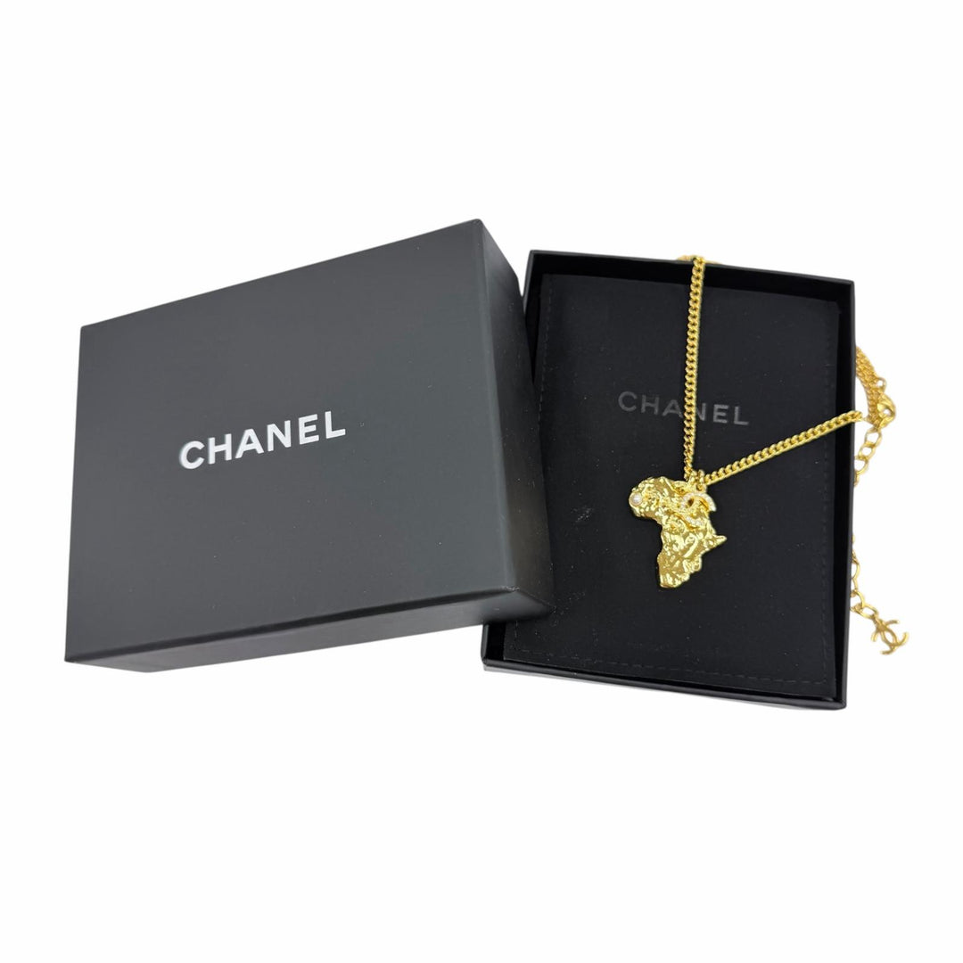 極美品☆CHANEL シャネル G23A ココマーク エコパール ラインストーン アフリカ大陸モチーフ メティエダール ダカール ネックレス