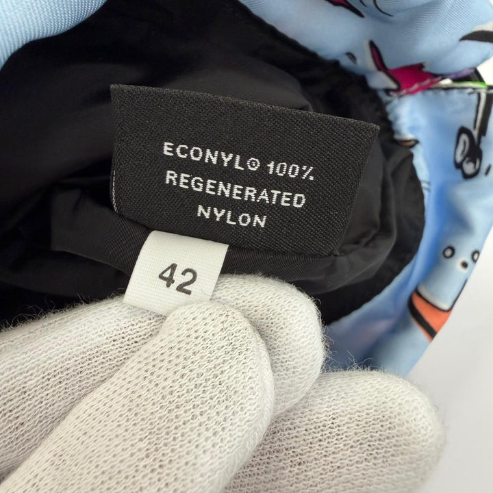極美品☆PRADA プラダ 1NK001 トライアングルロゴ サーフィン 総柄 ドローストリング RE-NYLON 巾着 バッグ ポーチ ブルー マルチカラー