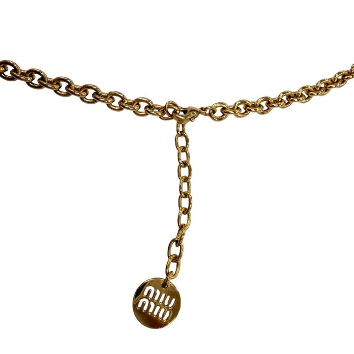 美品☆MIUMIU ミュウミュウ 5IC059 ロゴ チェーン チョーカー ネックレス アクセサリー ゴールド イタリア製 レディース 箱・保存袋付