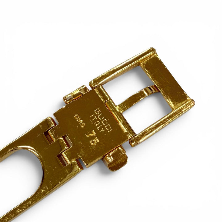 美品☆GUCCI グッチ ヴィンテージ メタル Gロゴモチーフ チェーンベルト ゴールド 75 イタリア製 レディース