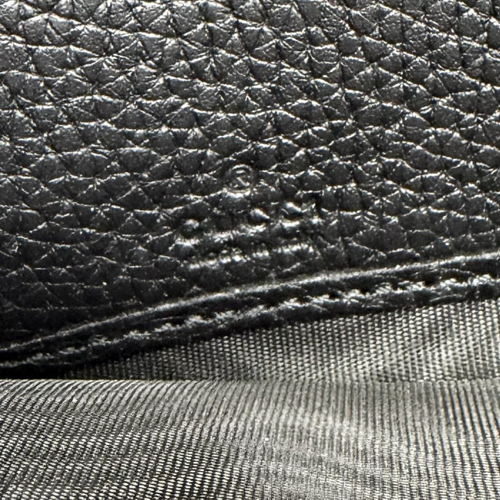 美品△GUCCI グッチ 771154 ロゴ ジップアラウンドウォレット レザー 長財布 シンプル ブラック シルバー金具 イタリア製 メンズ 箱付き
