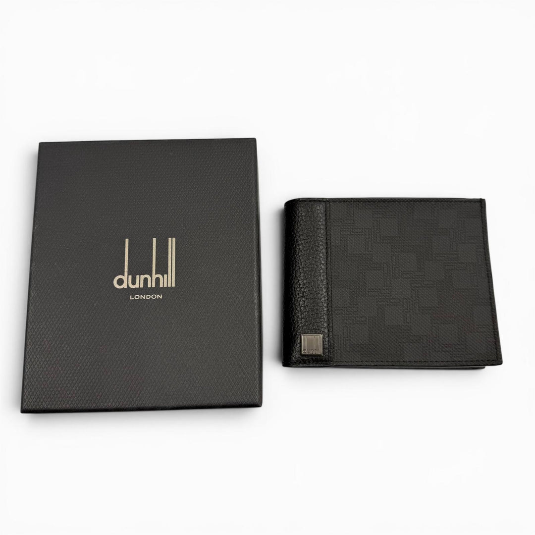 未使用品▼Dunhill ダンヒル L2F132Z D-EIGHT ディーエイト ロゴプレート レザーウォレット 二つ折り財布 ブラック メンズ 箱付き