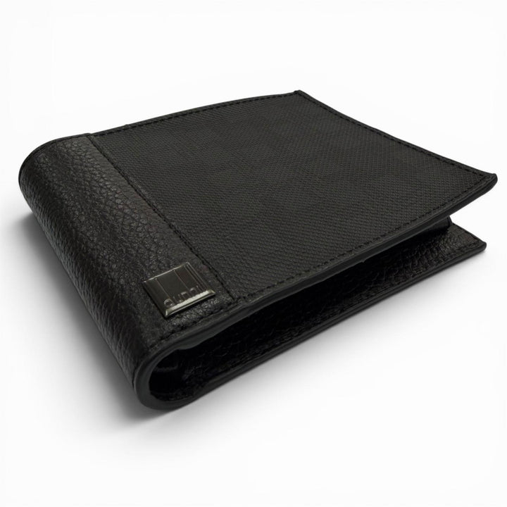 未使用品▼Dunhill ダンヒル L2F132Z D-EIGHT ディーエイト ロゴプレート レザーウォレット 二つ折り財布 ブラック メンズ 箱付き