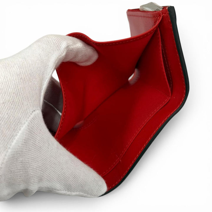 極美品★Christian Louboutin クリスチャンルブタン パール調スタッズ レザー コンパクトウォレット 三つ折り財布 ベージュ系