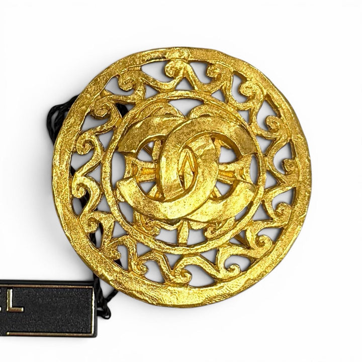 極美品★CHANEL シャネル ヴィンテージ 95A ココマーク ブローチ アクセサリー ゴールド フランス製 レディース 箱付き