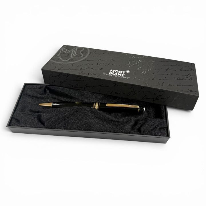 極美品▼MONTBLANC モンブラン マイスターシュテュック ツイスト式 ホワイトスター ボールペン ブラック ゴールド ドイツ製 筆記確認済み