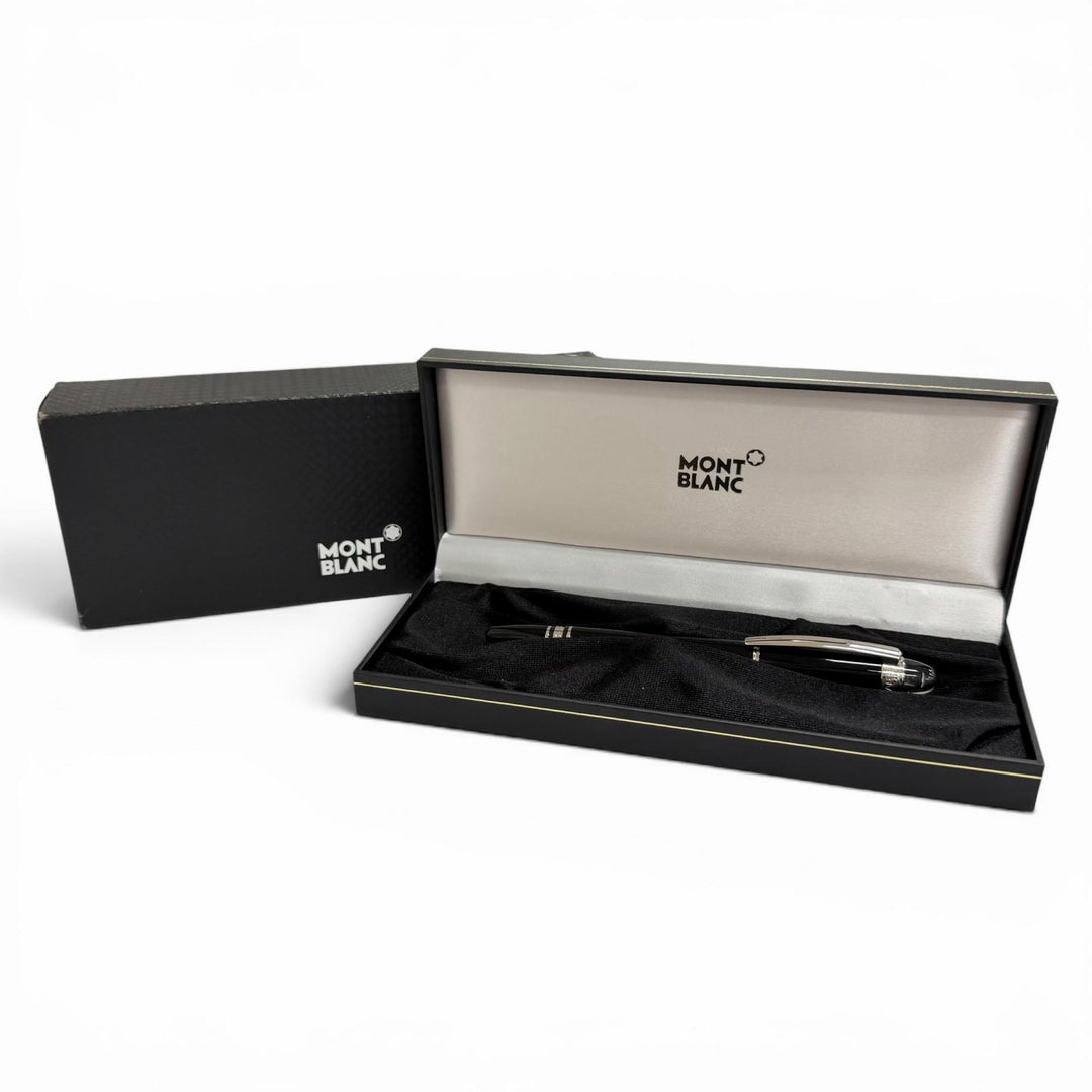 極美品△MONTBLANC モンブラン スターウォーカー Pix ホワイトスター キャップ式 ボールペン ブラック シルバー ドイツ製 筆記確認済み