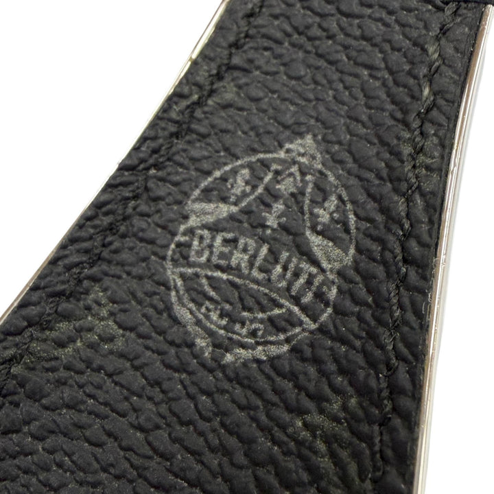 美品▼BERLUTI ベルルッティ レザーコンビ シューホーン 靴ベラ キーリング シルバー ブラック イタリア製 メンズ 箱・保存袋付き
