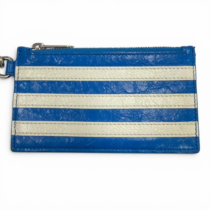 美品▼BALENCIAGA adidas バレンシアガ アディダス 721894 レザー 3ライン トレフォイル ストラップ付 フラグメントケース コインケース