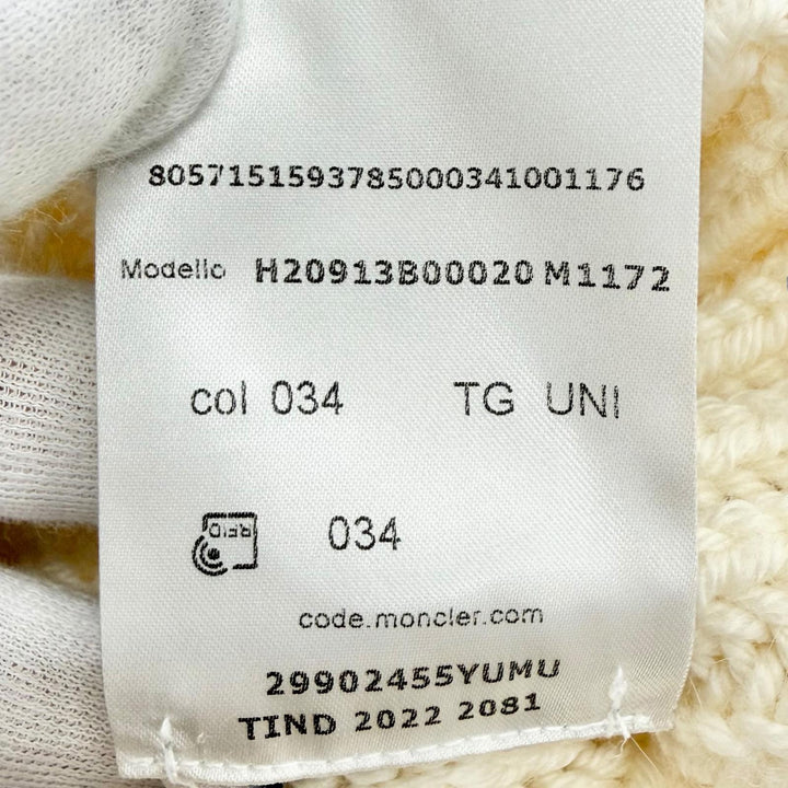 極美品△MONCLER モンクレール BERRETTO TRICOT ウール100％ ロゴワッペン 三角 ニット帽 ニットキャップ ビーニー アイボリー 正規品
