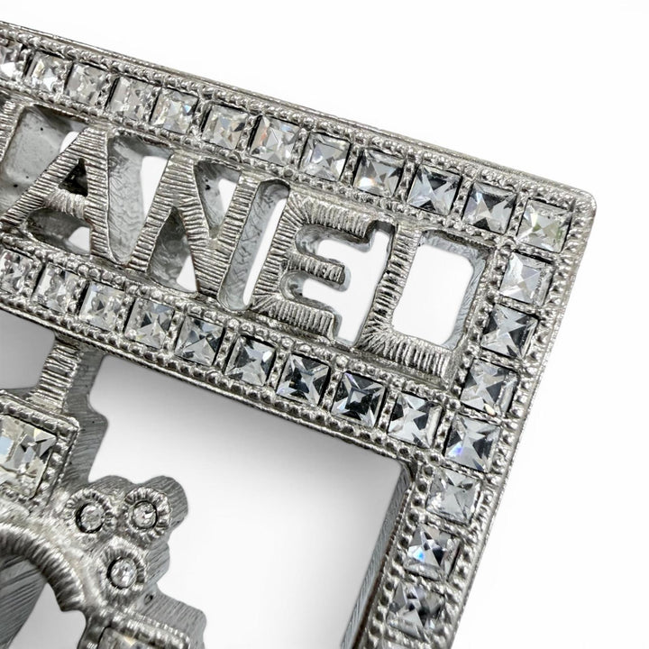 極美品☆CHANEL シャネル B15B エンブレム ロゴ ココマーク ラインストーン ブローチ シルバー イタリア製 レディース 箱付き