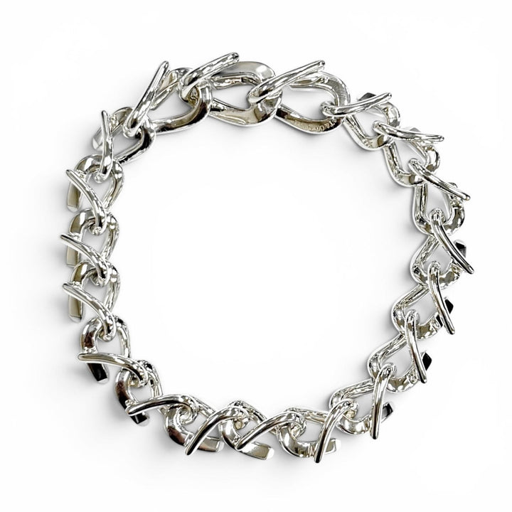 極美品★TIFFANY&amp;Co. ティファニー ティファニーフォージ ミディアムリンク ブレスレット AG925 19コマ シルバー 22 重量33.97g