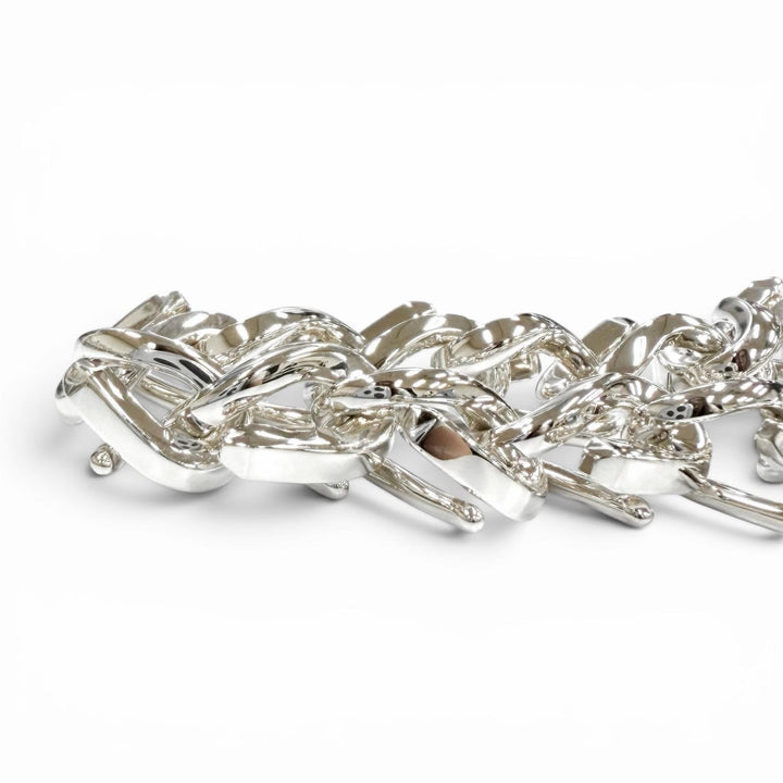 極美品★TIFFANY&amp;Co. ティファニー ティファニーフォージ ミディアムリンク ブレスレット AG925 19コマ シルバー 22 重量33.97g