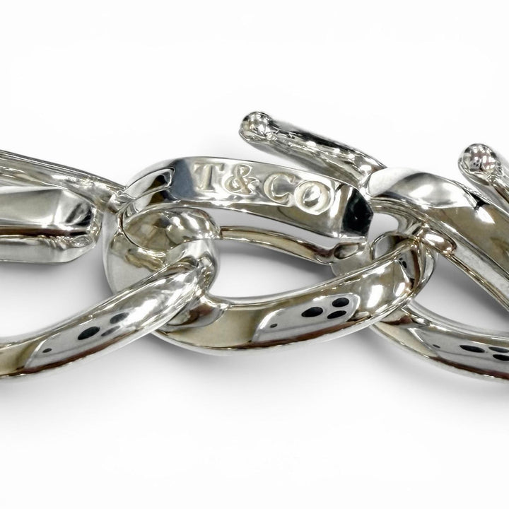 極美品★TIFFANY&amp;Co. ティファニー ティファニーフォージ ミディアムリンク ブレスレット AG925 19コマ シルバー 22 重量33.97g
