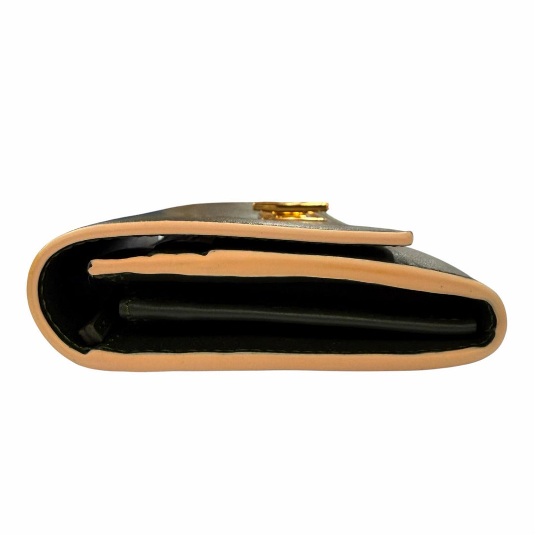 美品◇FENDI フェンディ 8M0377 ピーカブー レザー コンチネンタル ロングウォレット 長財布 ダークグリーン ゴールド金具 イタリア製