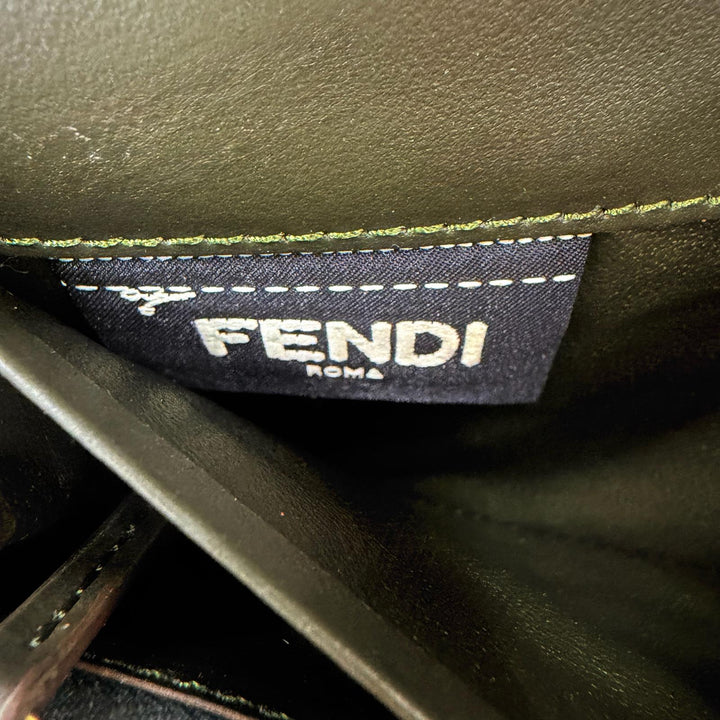 美品◇FENDI フェンディ 8M0377 ピーカブー レザー コンチネンタル ロングウォレット 長財布 ダークグリーン ゴールド金具 イタリア製