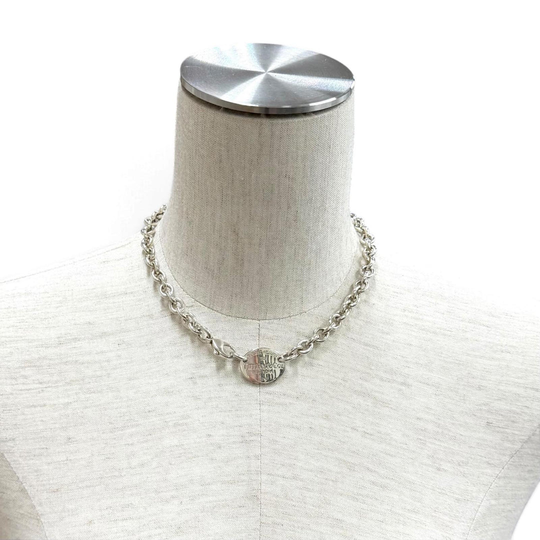 美品★TIFFANY&amp;Co. ティファニー リターントゥティファニー 925 オーバルタグ チョーカー ネックレス アクセサリー シルバー レディース
