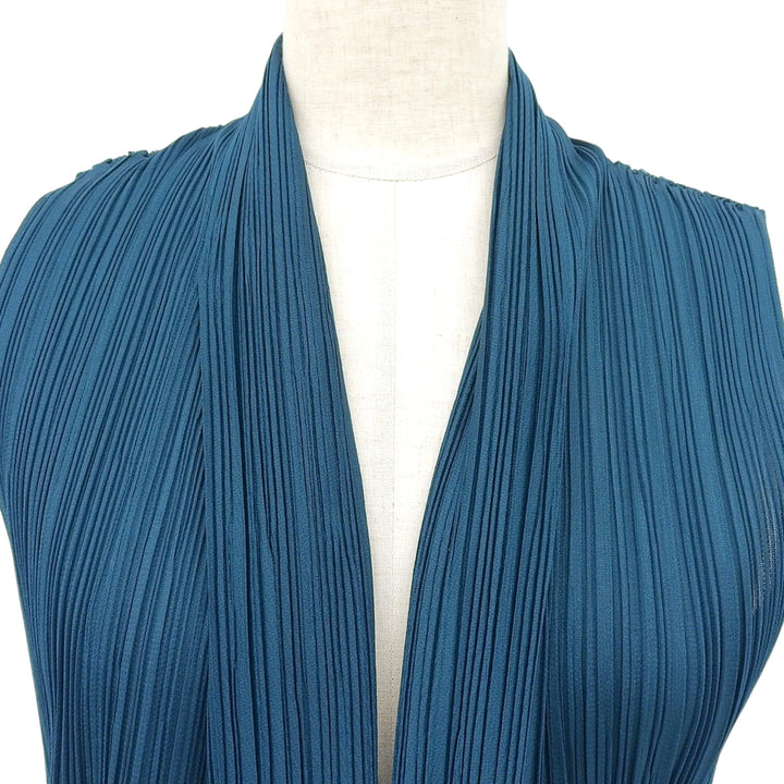極美品▲PLEATS PLEASE プリーツプリーズ イッセイミヤケ 24SS PP41-JE221 ロングジレ ベスト グリーン 3 日本製 正規品 レディース