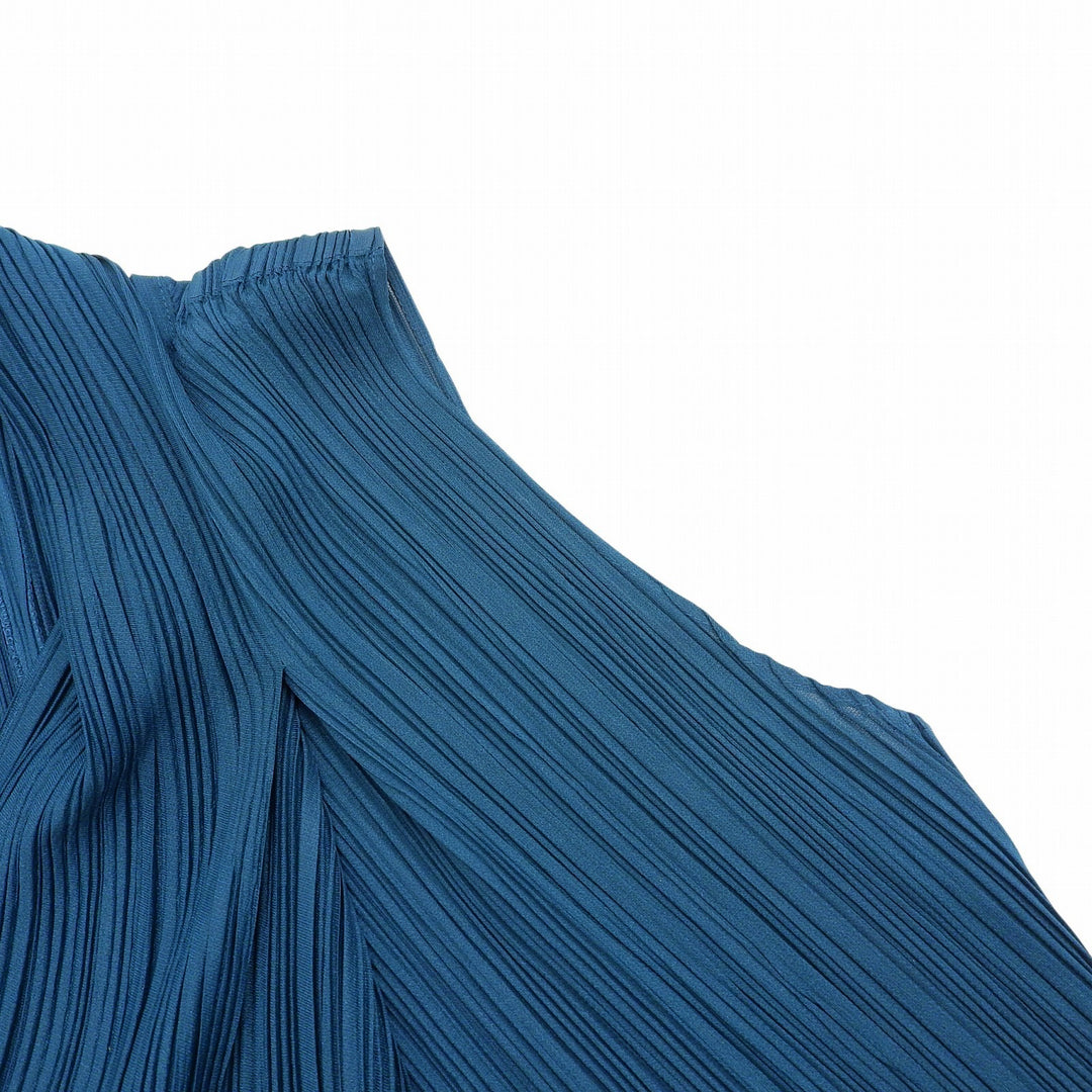 極美品▲PLEATS PLEASE プリーツプリーズ イッセイミヤケ 24SS PP41-JE221 ロングジレ ベスト グリーン 3 日本製 正規品 レディース