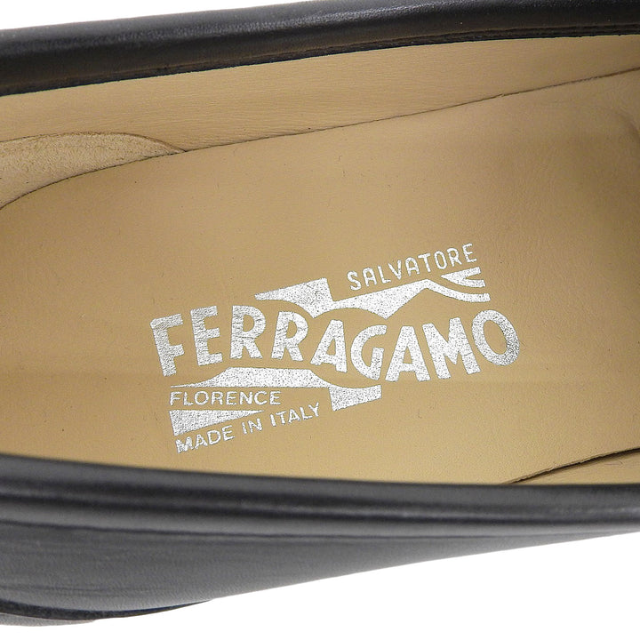 未使用品▲Salvatore Ferragamo サルヴァトーレフェラガモ GIOSTRA ダブルガンチーニ レザーシューズ ブラック シルバー金具 9 メンズ
